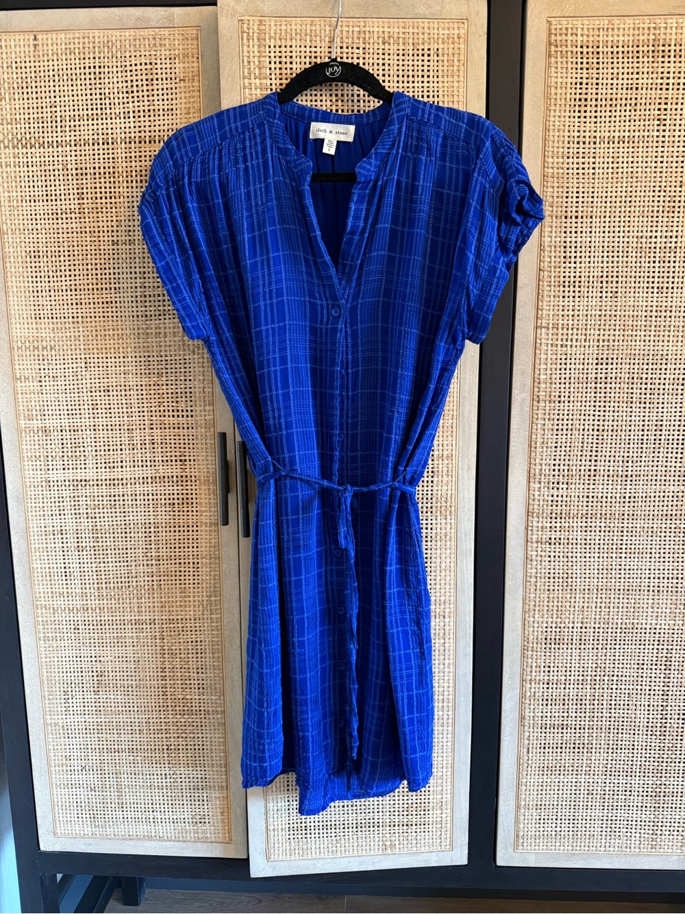 cloth & stone Cobalt Blue Plaid Shirt Dress
